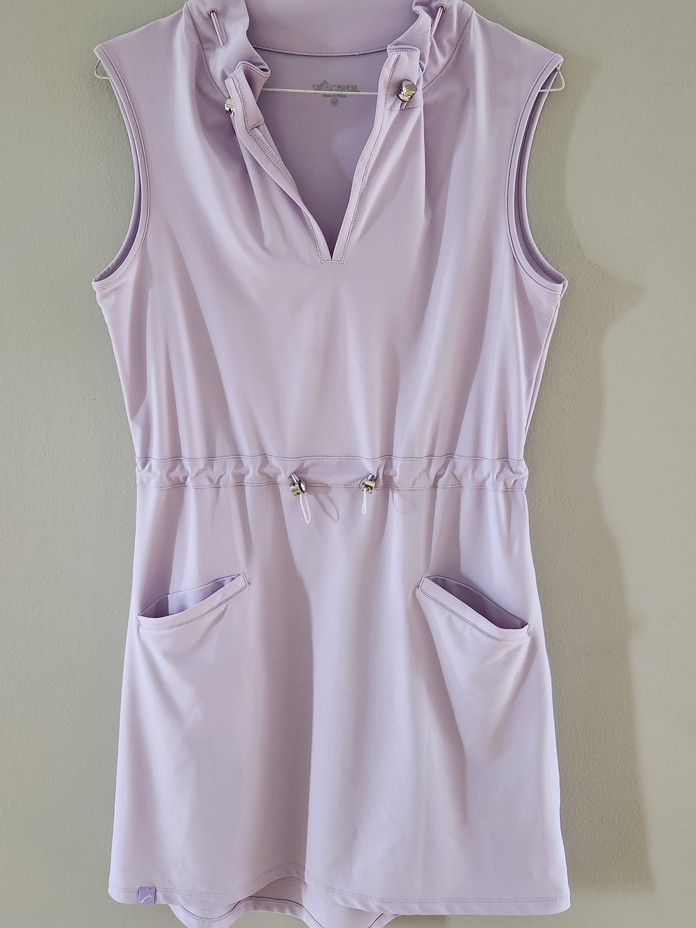SwingDish Sleeveless Lavender Golf Dress with Drawstring Waist
